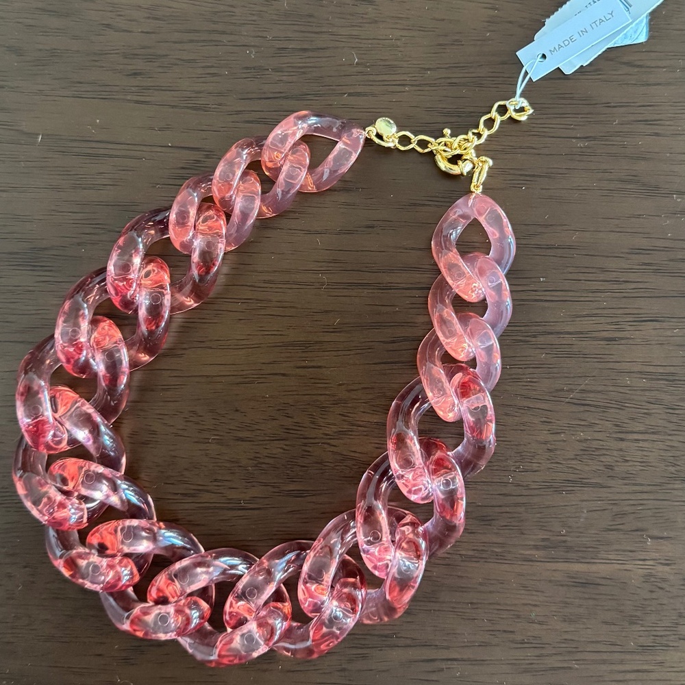 J.Crew Italian Made Lucite Chunky Chain Link Necklace NWT